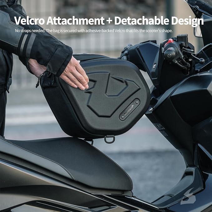 Rhinowalk Motor Scooter Tunnel Bag, 16L Hard Shell Storage Bag for Step-Through Scooters with Center Tunnel, Motorcycle Fuel Tank Storage Bag with Touchscreen Pocket & Rain Cover