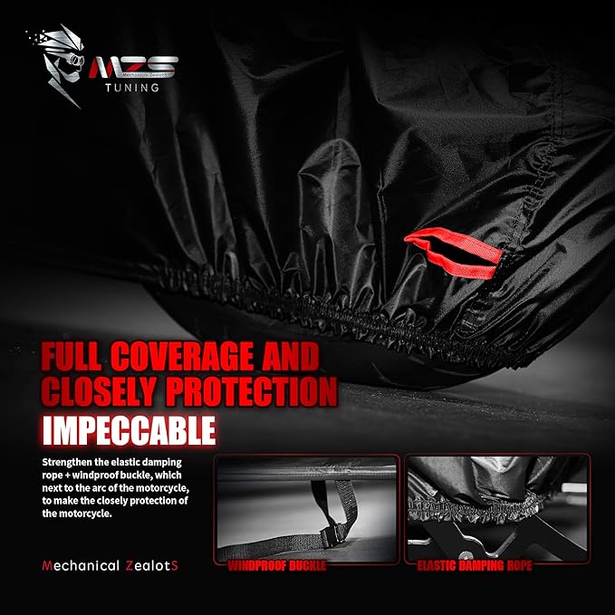 MZS Motorcycle Cover, All Season Weather Outdoor Waterproof Protection + MZS Mid Frame Air Deflector Compatible with Electra Glide | Road Glide | Street Glide | Road King