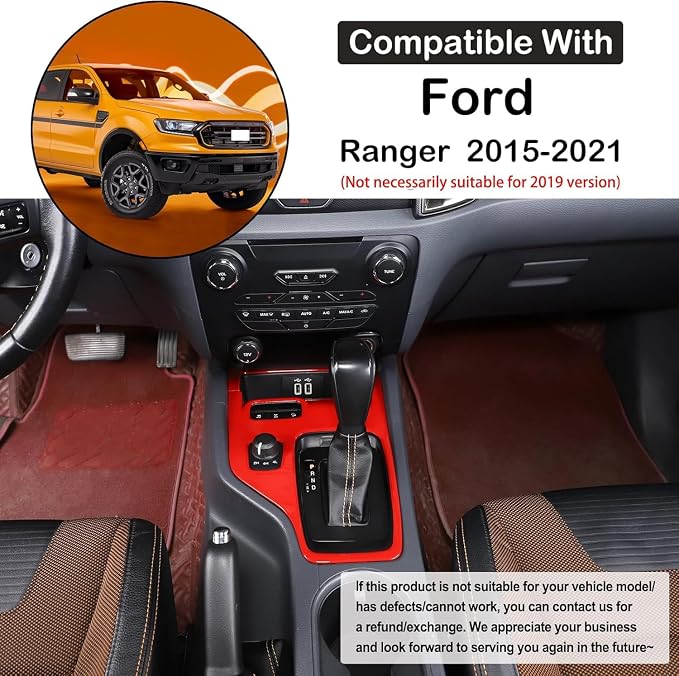 Red ABS Central Control Gear Shift Panel Trim Cover，Fit ForFor-d Ranger 2015-2022,Center Console Gear Shift Interior Frame Panel Trim Cover Stickers Interior Accessories
