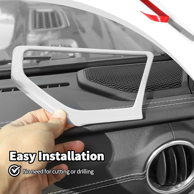 JWWY for Jeep JL Speaker Audio Player Trim Top & A Pillar Cover Trim for 2024-2025 Jeep Wrangler JL JLU & Gladiator JT 4xe Interior Accessories ABS 4PCS White