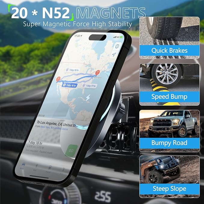 CLEC for Honda Civic 2022-2026 Magnetic Wireless Car Charger Phone Holder Mount Custom Fit for Honda Civic 2022-2025 15W Fast Charging Car Phone Holder Wireless Charger