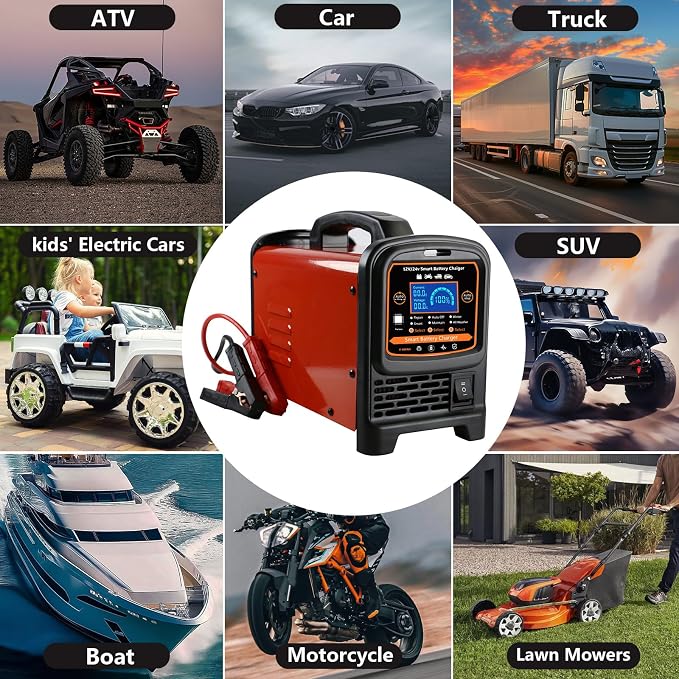 12V 24 Volt Car Battery Charger Heavy Duty, 0-15A Smart Automatic Battery Maintainer, High/Low Power Trickle Charger and Desulfator with Auto Shutoff, Repair, Winter Mode, for Car Truck Boat RV