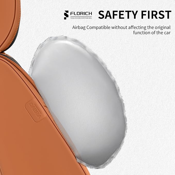 FLORICH Seat Covers, Car Seat Covers Front Seats, Luxury Nappa Leather Seat Covers, Breathable and Waterproof Car Seat Protector 2 Seat, Automotive Seat Covers Universal for Most Cars-Brown&Black
