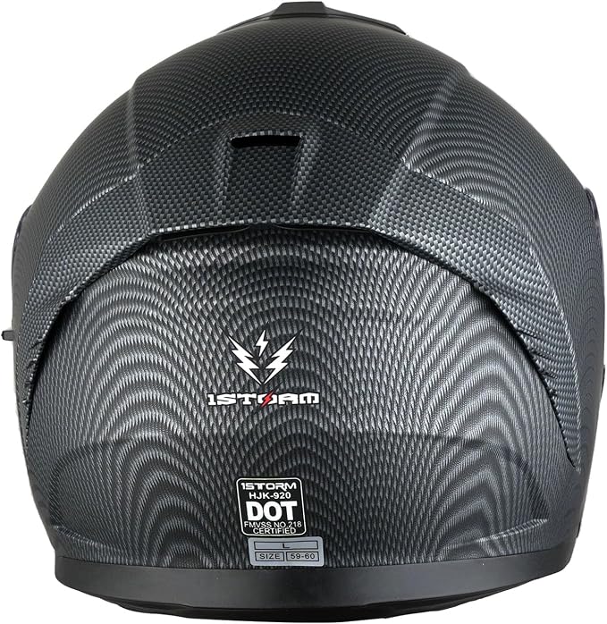 1Storm Motorcycle Street Bike Modular/Flip up Dual Visor Sun Shield Full Face Helmet HJK920