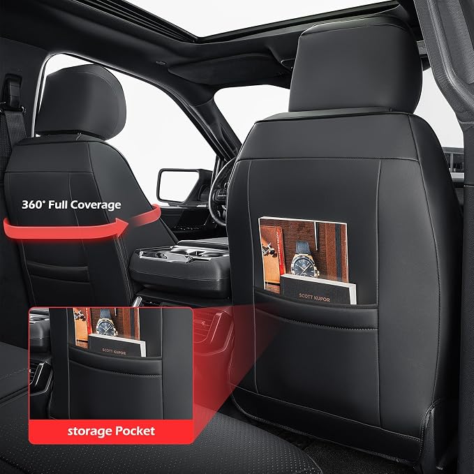 TAPTES Car Front Seat Covers Custom Fit for Ford F150 2015-2026, Only Front Row Set Leather Waterproof Protector Trucks Pickup Seat Cushion for F-150 SuperCrew XL XLT Interior Accessories