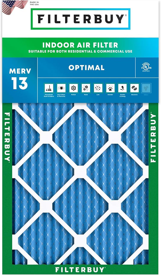 Filterbuy 16x32x1 Air Filter MERV 13 Optimal Smoke & Allergy Defense (1-Pack), Electrostatic Pleated HVAC AC Furnace Filters Replacement (Actual Size: 15.50 x 31.50 x 0.75)