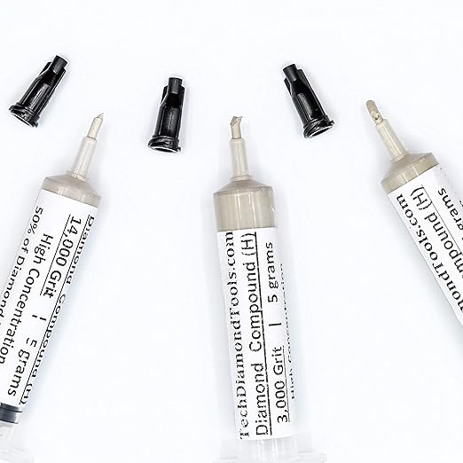 TechDiamondTools Kit of 3 Diamond Polishing Compound Polishing Paste USA Made 3000 5000 14000 Grit for Marble Glass Metal Rock Jewelry Resin Silver Gemstone with High Concentration of Diamond Powder