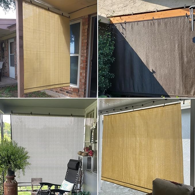 Coarbor Outdoor Roll up Shades Blinds for Porch Patio Shade Exterior Roller Window Shade Privacy Shade Screen for Deck Pergola Gazebo 4'W x 7'L Beige