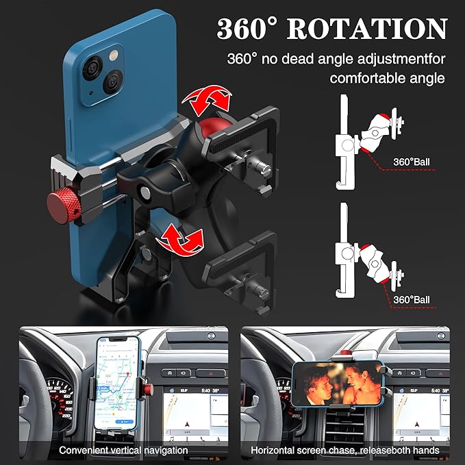 Upgraded Aluminum Vent Phone Mount for Ford F150 (2015-2020), Expedition (2018-2021), Super Duty (2017-2021), 360° Rotation Metal F150 Vent Phone Holder, No Shake Off-Road Stable for all Smartphones