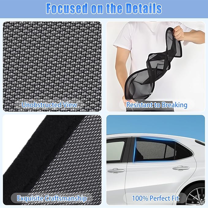 ZATOOTO Car Window Shades Camry 2018-2024 for Rear Window 2Pack car Shades for Back Windows Baby & Pet | Blocks 99% UV Rays & Heat | Breathable Mesh for Privacy & Bug Protection | Camping & Travel