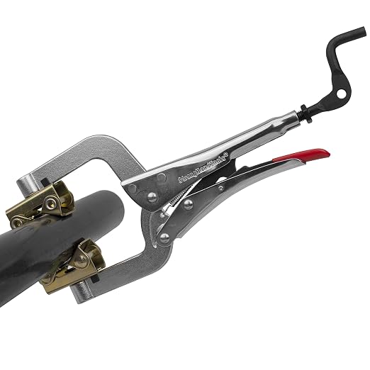 Expand-O Pliers, 10", Reverse-Action Clamping Pliers, Clamping Pressure: 900 LBS (410 kg) & STRONG - PG114V Strong hand Tools PG114V Pipe Pliers with Large V-Pads, 11-Inch