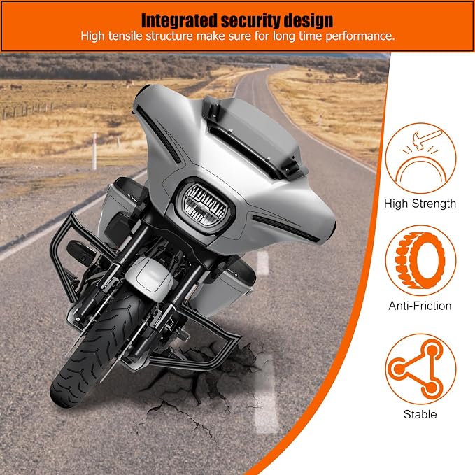 Chopped Engine Guard for Harley Road Glide Motorcycle Protector Crash Bar Heavy-Duty Highway Freeway Protection Bar Compatible with Harley Davidson FLTRX FLTRXS FLTRXST FLTRXSE 2009-2023