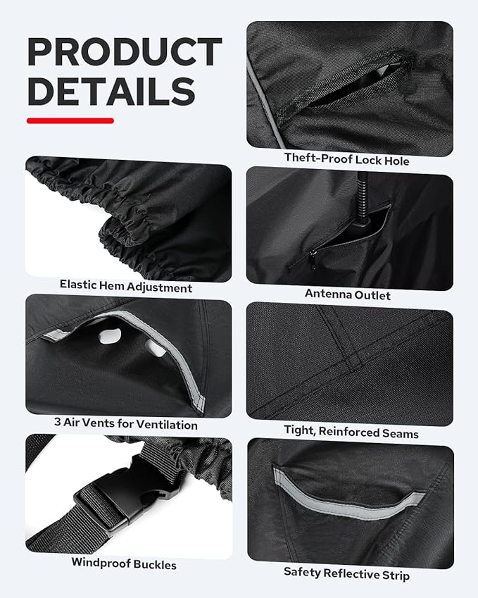 Benlari Motorcycle Cover with Side Top Box Compatible with Harley Davidson Touring Ultra Limited Street Glide Road Glide Electra Glide, Waterproof Motorcycle Cover Outdoor Storage All Weather
