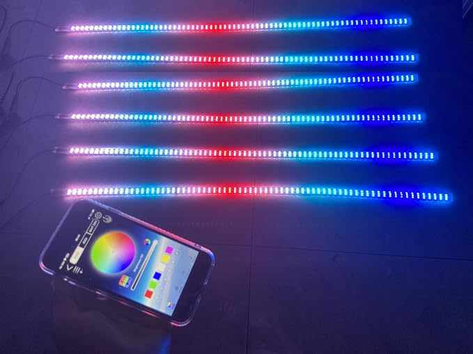 6PCS 6.5FT 2Meters 78" Triple Row Treble Rolls LEDs RGB Dream Color Chasing Flow Chaser Light Strips APP+Remote for Vehicle Car Truck Slingshot Slingtoys Ryker Spyder