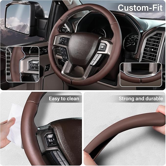 Steering Wheel Cover for Ford F150 2015-2020/F250 2017-2021/F350 2017-2021/F450 2017-2021/F550 2017-2021/Ford Expedition 2018-2021 Custom-fit Car Steering Wheel Cover for Ford Steering Wheel Protector