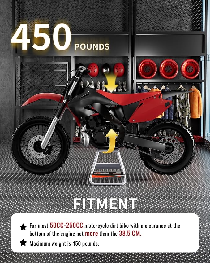 JFG RACING Dirt Bike Stand,Universal Detachable Powder Coated Anti Slip Off Road Steel MX Heavy Duty Dirtbike Maintenance Motorcycle Box Stand（Black）