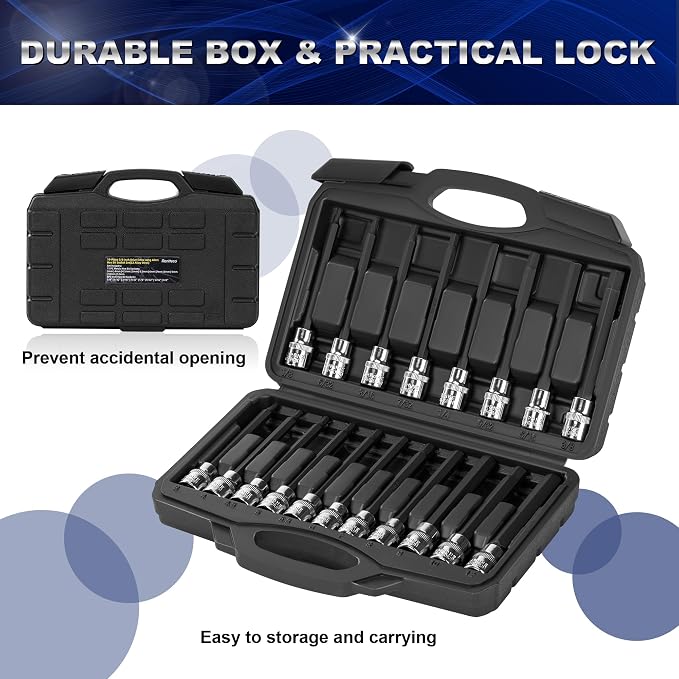 Reniteco 64 PCS 3/8" Drive Socket Set and 19 PCS 3/8'' Drive Extra Long Allen Hex Bit Socket Set