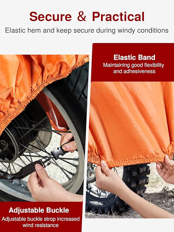 Puroma Motorcycle Cover Heavy Duty Scooter Cover Waterproof Outdoor All Season Universal Weather Quality Protection with Night Reflective, Lock Holes and Storage Bag Fits up to 97" Motorcycle Vehicle