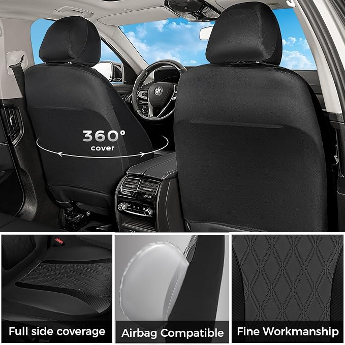 FLORICH Car Seat Covers Front Seat, Leather Seat Covers for Cars, Car Seat Protector Waterproof, Universal Automotive Seat Covers, Front Car Seat Cover Fit for Most Cars SUV Pick-up Truck