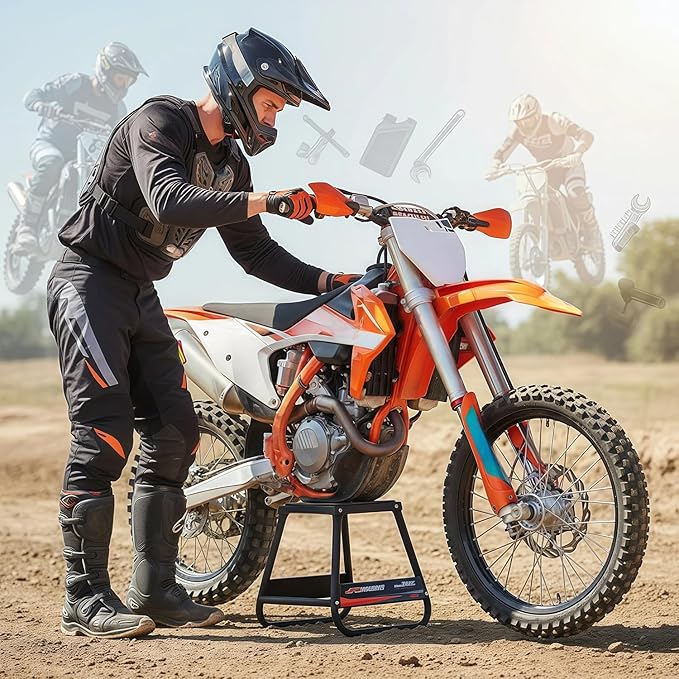 Dirt Bike Stand Detachable Stand Universal Anti-skid Maintenance Steel MX Heavy Duty for Most Motorcycle Dirt Bike Ebikes like Surron CR250 EXC 250 CRF230 YZ250F KX100 KLX110 and More-Black