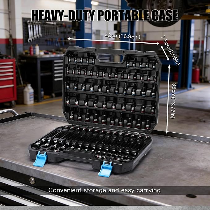 105PCS Master Allen and Torx Bit Socket Set, Hex/Torx/E-Torx Bit Set, 1/4", 3/8" & 1/2" Drive, CR-V & S2 Steel, Includes Socket Adapters, Storage Case