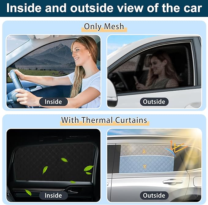 XCBYT Car Window Shades for 2017-2022 CRV | 2-in-1 Breathable Mesh & Blackout Side Window Covers | UV Protection & Privacy for Baby Naps, Camping & Car Rest (4 PCS)