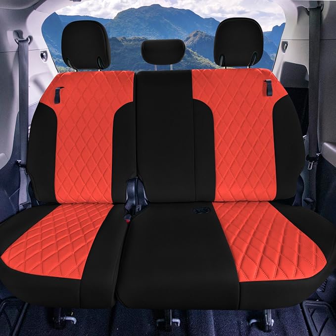 FH Group Custom Fit Car Seat Covers Specifically Made for Toyota Sienna 2021-2024, Red Ultraflex Neoprene 3rd Row Set Automotive Seat Covers, 7-8 Seater SUV Seat Covers, Toyota Accessories