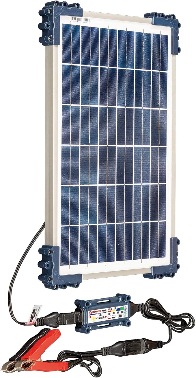 Optimate Solar Duo 10W, TM522-D1, 6-Step 12V / 12.8V 0.83A Weatherproof Solar Battery Saving Charger & maintainer