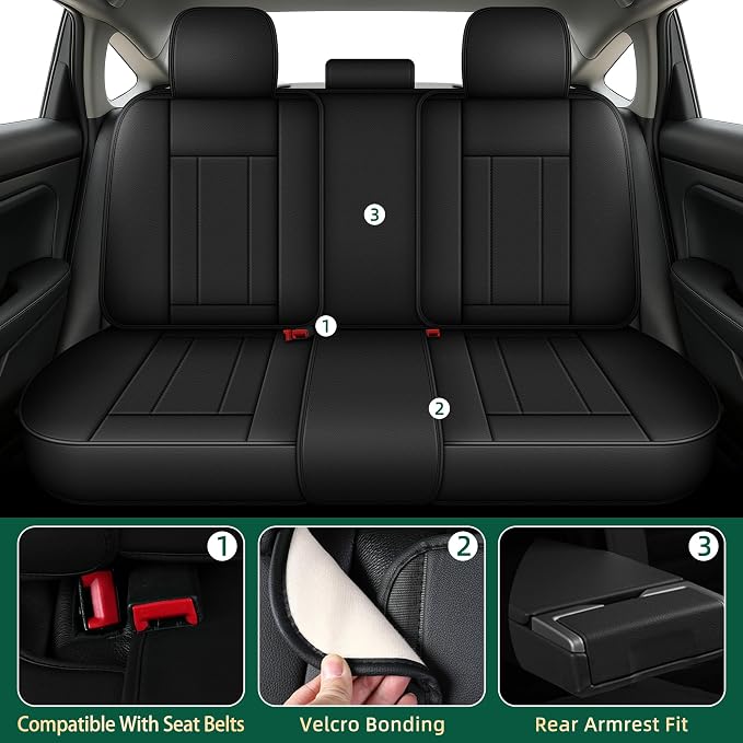 Car Seat Covers Fit for Jeep Liberty 2002-2012 Waterproof Leather Seat Covers Breathable and Comfortable All Weather Seat Covers (Full Set 5 Seat, Black)