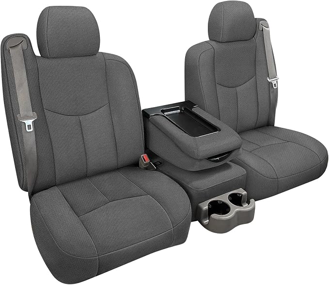 SAPUBK Front Seat Covers Replace for 1999-2006 Chevy Silverado 1500 and GMC Sierra 1500, Knitted Fabric Composite Soft Foam Lining Airmesh Breathable Seat Cover