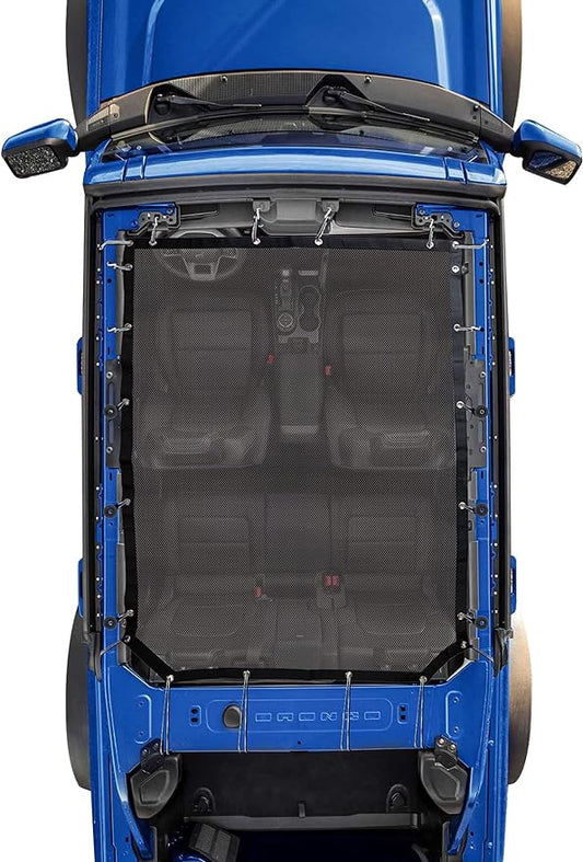 sukemichi Sunshade for Ford Bronco, Full Length Mesh Sun Shade Bikini Top Cover for Ford Bronco Accessories 2021 2022 2023 2024 2025 2026 4 Door - Blocks UV, Wind, Noise, (Black)