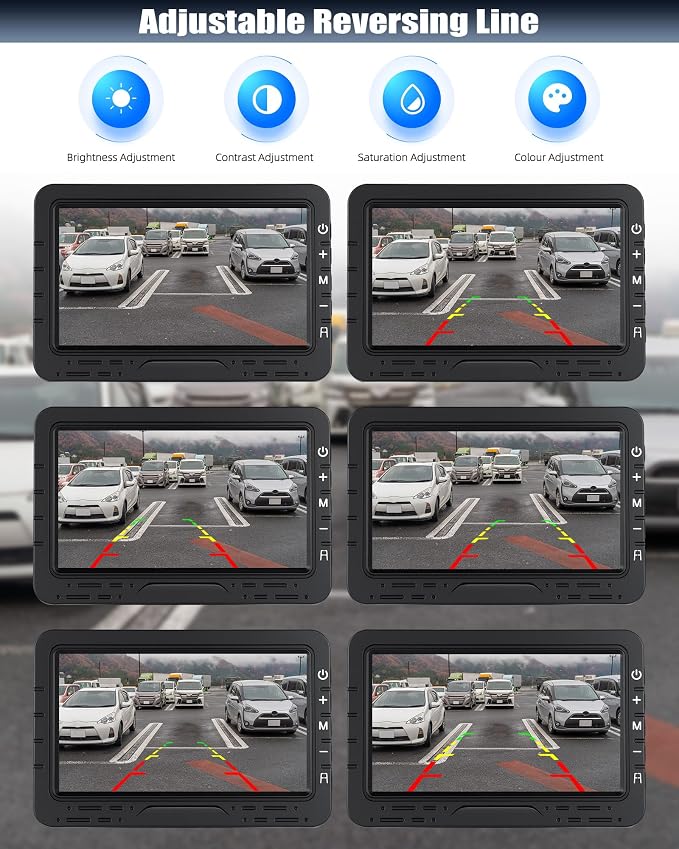 Wireless Backup Camera 4.3" TN Display, IR Night Vision, Customizable Parking Lines, Digital License Plate Rear View Camera for Truck Pickup Trailer Car RV Camper SUV Ease Install