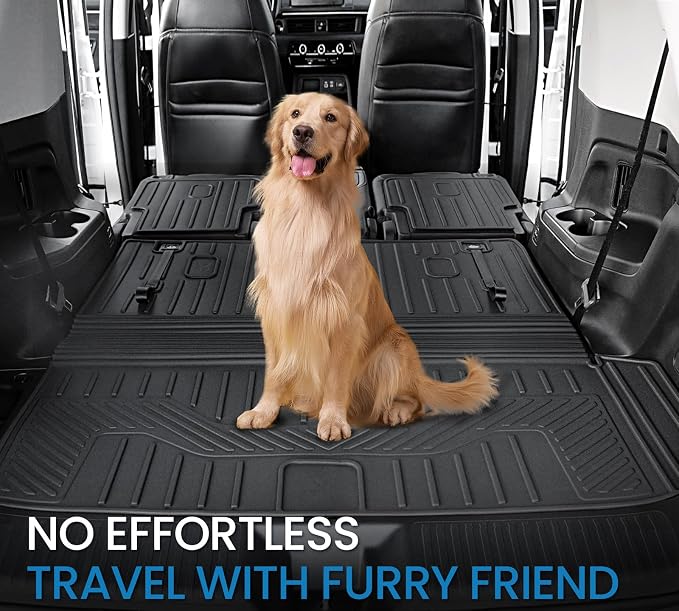 Cargo Mat for Honda Pilot 2026 2025 2024 2023, All Weather TPE Trunk Mat with Backrest Mat Left Storage Tray Mat Car Accessories for Pilot (Cargo Mat with Backrest Mats)