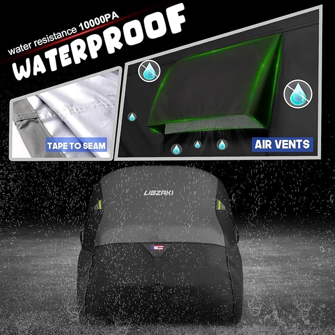 600D ATV Cover - Waterproof Heavy Duty Trailerable Quad Cover - All Season Weather Proof Outdoor UV Protection for Polaris, Kawasaki, Yamaha, Suzuki, Can-Am - Black/Gray