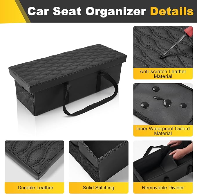 Car Seat Organizer Compatible with 2020-2025 2026 Kia Telluride - Telluride Black Seat Console Organizer Backseat Box for Kids Toys Baby Supplies Dog Toys Snack Storage Bin Travel Accessories