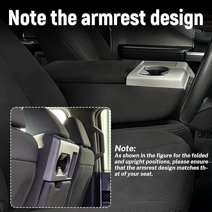 ESMING Front 40/20/40 Oxford Fabric Seat Covers for Ford F150 XLT/Lariat 2014 for Ford F250 F350 F450 F550 XLT Lariat 2015-2021 Front 40/20/40 Split Bench with Center Console-Black