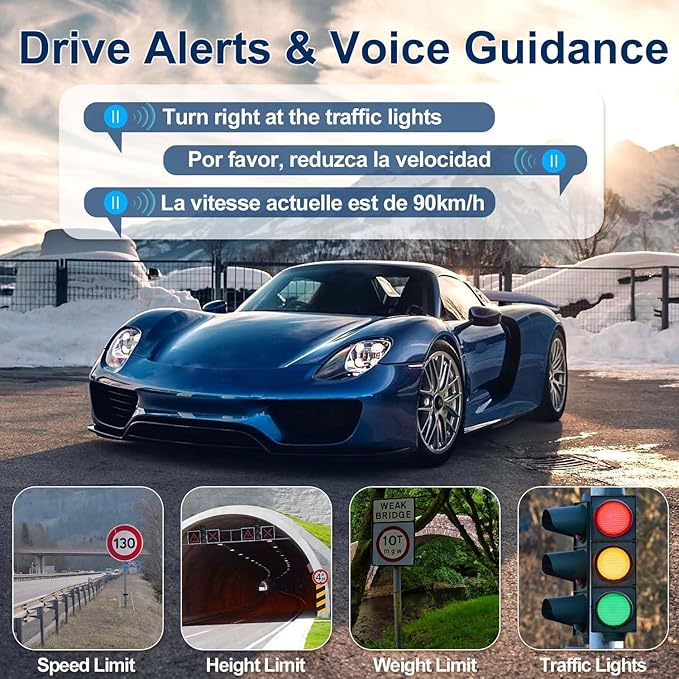 GPS Navigator for Car with 2026 Latest Maps Free Update, 7 Inch Car GPS Navigation System for Truck Commercial Drivers with POI/Zip Search, Voice Turn Guidance, Speedcam Red Light Alerts, 7 Vehicles