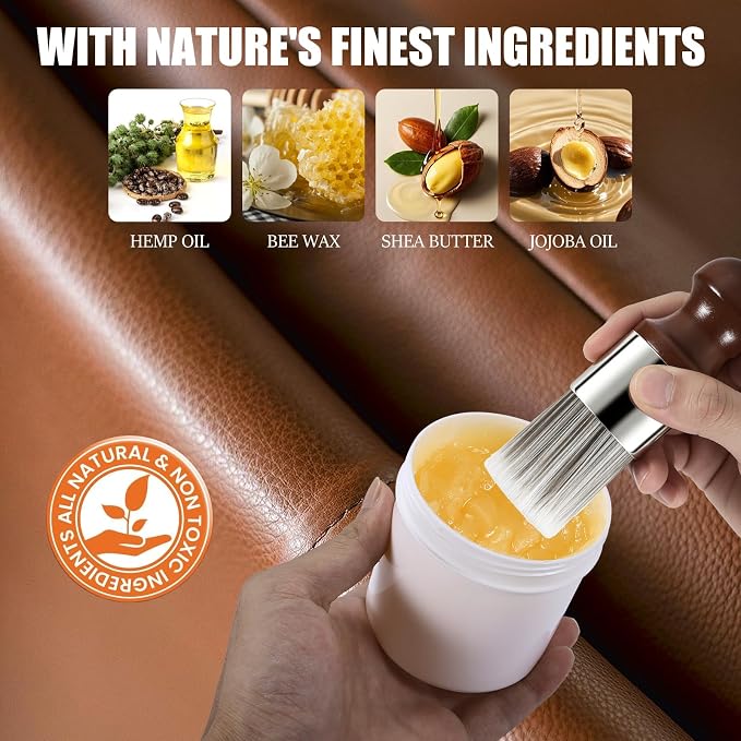 LUXGROVE® Wood & Leather Furniture Repair Salve, Conditioning Balm for Couches, Car Seats, Tables, Cabinets, Doors, Shoes, Purses, Boots & Saddles, Helps Revive Dry, Dull & Scuffed Surfaces, 8oz