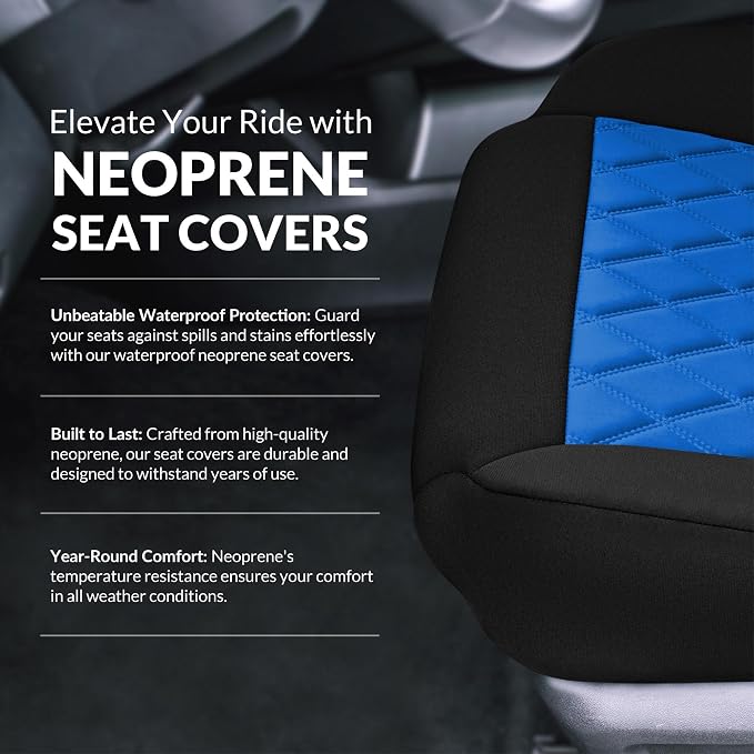 FH Group Custom-Fit Car Seat Covers Specifically Made for 2021-2026 Nissan Rogue, Front Set Blue Ultraflex Neoprene Waterproof Automotive Seat Cover