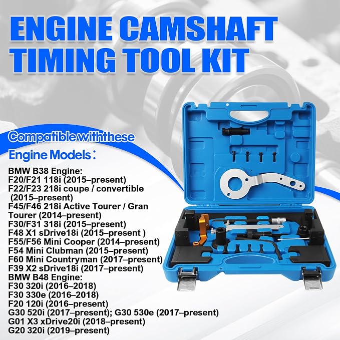 Camshaft Locking Tool Kit with T60 Socket Vanos Solenoid Valve Remover Fit for BMW B36/B37/B38/B46/B47/B48/B58 Engines, Fit for BMW Mini F-Series/G-Series Replaces 2360895 116480