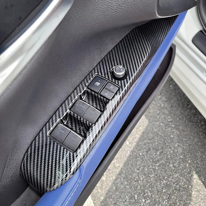 Carbon Fiber Window Lift Switch Panel Cover Compatible with Toyota Camry 2018-2024