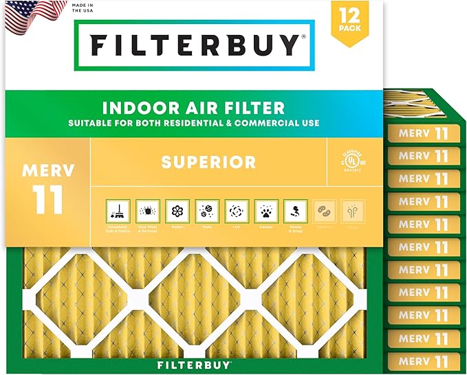 Filterbuy 30x30x1 Air Filter MERV 11 Superior Pet & Allergy Defense (12-Pack), Electrostatic Pleated HVAC AC Furnace Filters Replacement (Actual Size: 29.50 x 29.50 x 0.75)