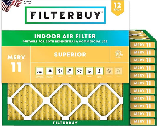 Filterbuy 17x17x1 Air Filter MERV 11 Superior Pet & Allergy Defense (12-Pack), Electrostatic Pleated HVAC AC Furnace Filters Replacement (Actual Size: 17.00 x 17.00 x 0.75)