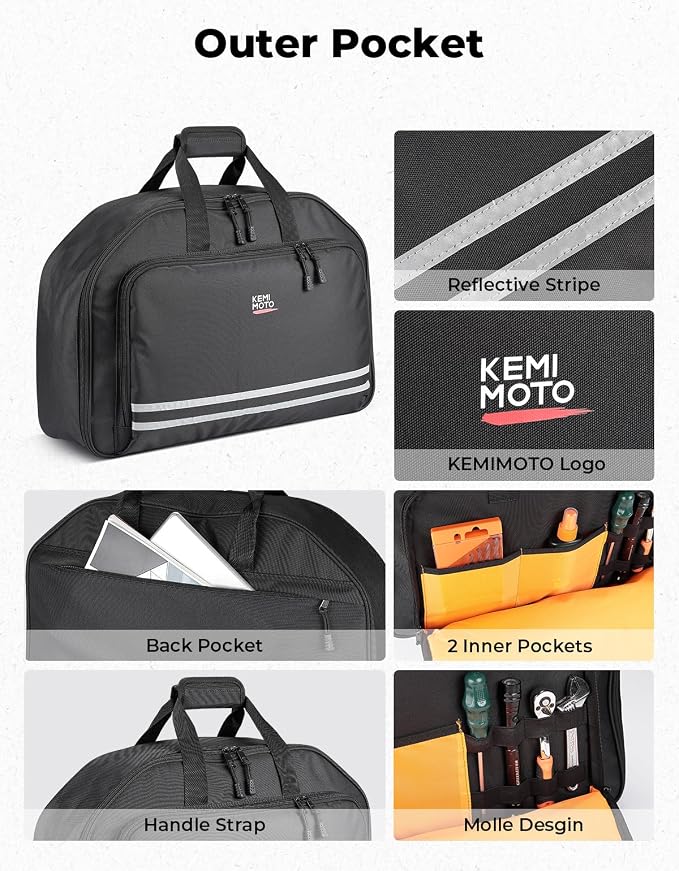 KEMIMOTO Upgraded Rear Turnk Liner 40L with Upgraded Strap Luggage Bag Compatible with Touring CVO Trike 1993-2025 Models for Street Glide Road Glide Road King Black