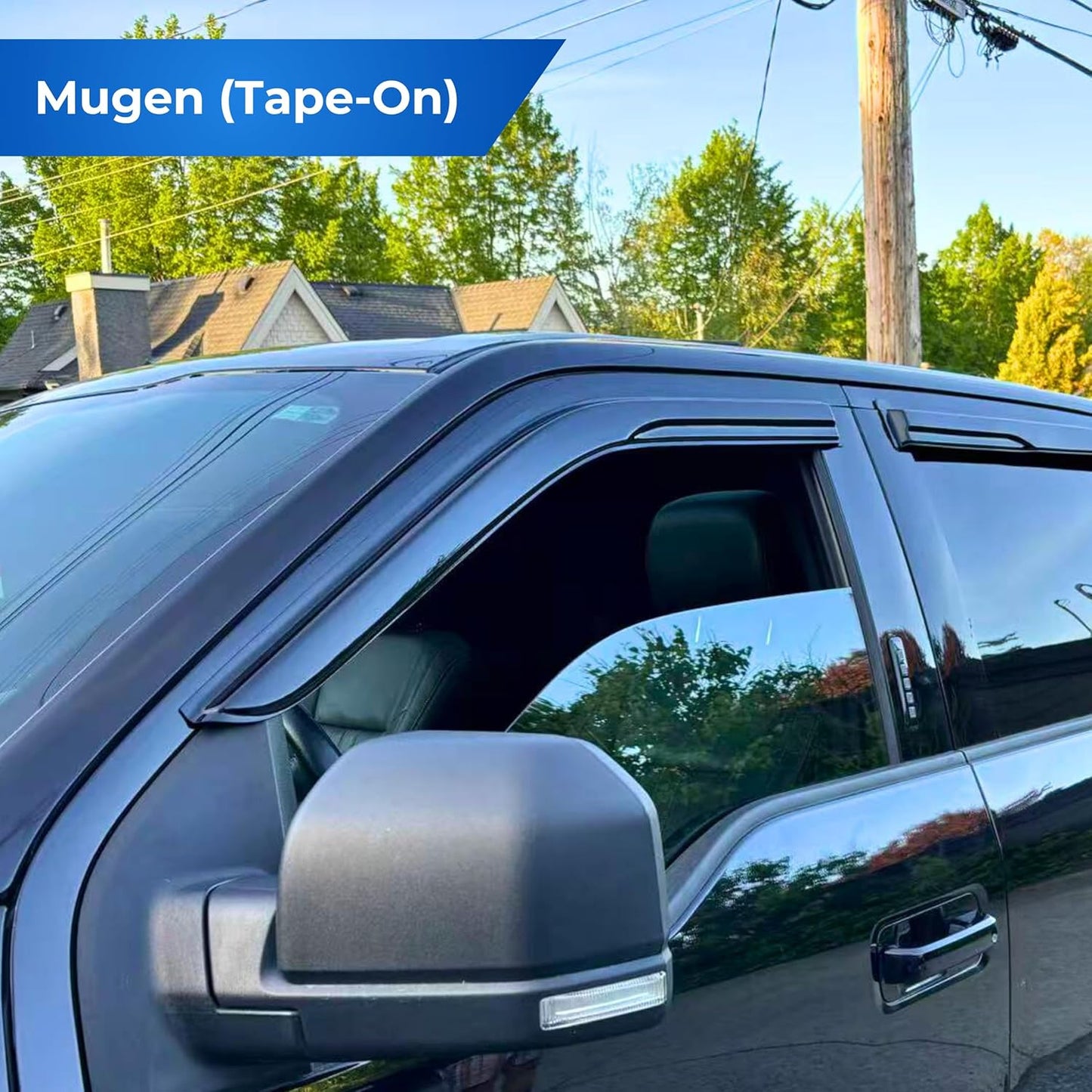 KPY Window Visor Compatible with 2005-2015 Toyota Tacoma Double Cab, 4PC Rain Guard Side Vent Deflectors Tape-On Mugen Style, 2005 2006 2007 2008 2009 2010 2011 2012 2013 2014 2015 (Double Cab Only)