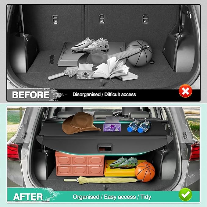 Powerty Cargo Cover for Hyundai Santa Fe 2019 2020 2021 2022 2023 Accessories Trunk Cover Rear Trunk Shade Retractable Trunk Shield Shade Tonneau Security Cover Black 5 Seats