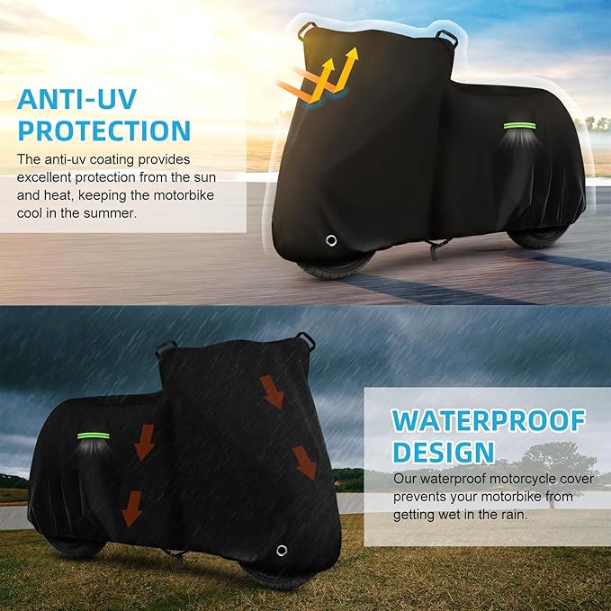 Motorcycle Cover Waterproof for Honda Grom MSX125/Navi/Monkey/2022 Benelli 135/2023 Grom, Heavy Duty Outdoor Sun UV Rain Dust All Weather Protection Motorbike Cover with Soft Cotton Lining & Lock Hole