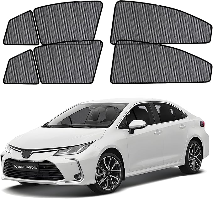 ZATOOTO Car Window Shades for Toyota Corolla 2019-2024, Side Window Cover Sunshade for Corolla Front Window Split Design Car Window Screen for Camping UV Sun Blocker Privacy Ventilation Bug-Free