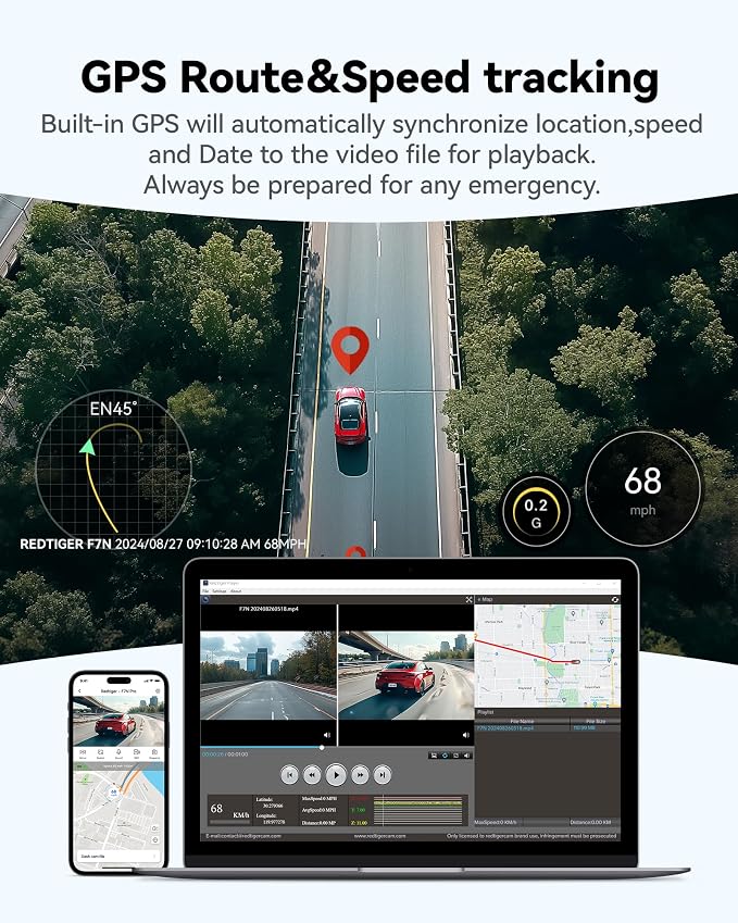 REDTIGER F7N Pro 4K Dash Cam Front and Rear, STARVIS 2 Sensor, 4K/2.5K+1080P Dual Dash Camera for Cars, Built-in 5.8Hz WiFi 6, GPS Tracking, 3.18 Inch Screen, Parking Monitor(SD Card Not Included)