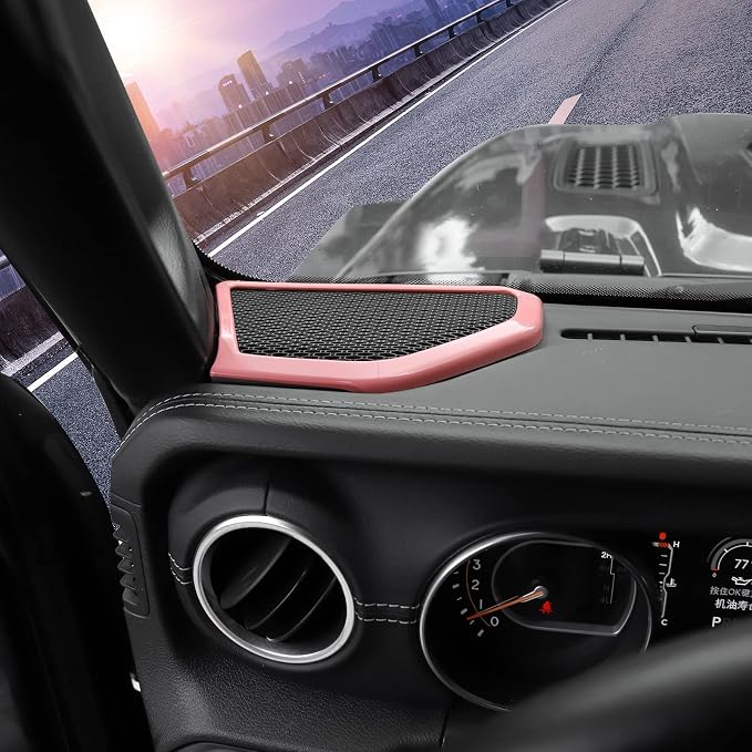 RT-TCZ A Pillar Speaker Trim Cover & Roof Speaker Audio Trim Cover Ring Kit Decoration Interior Accessories for Jeep Wrangler JL JLU & Gladiator JT 2018-2022,Pink